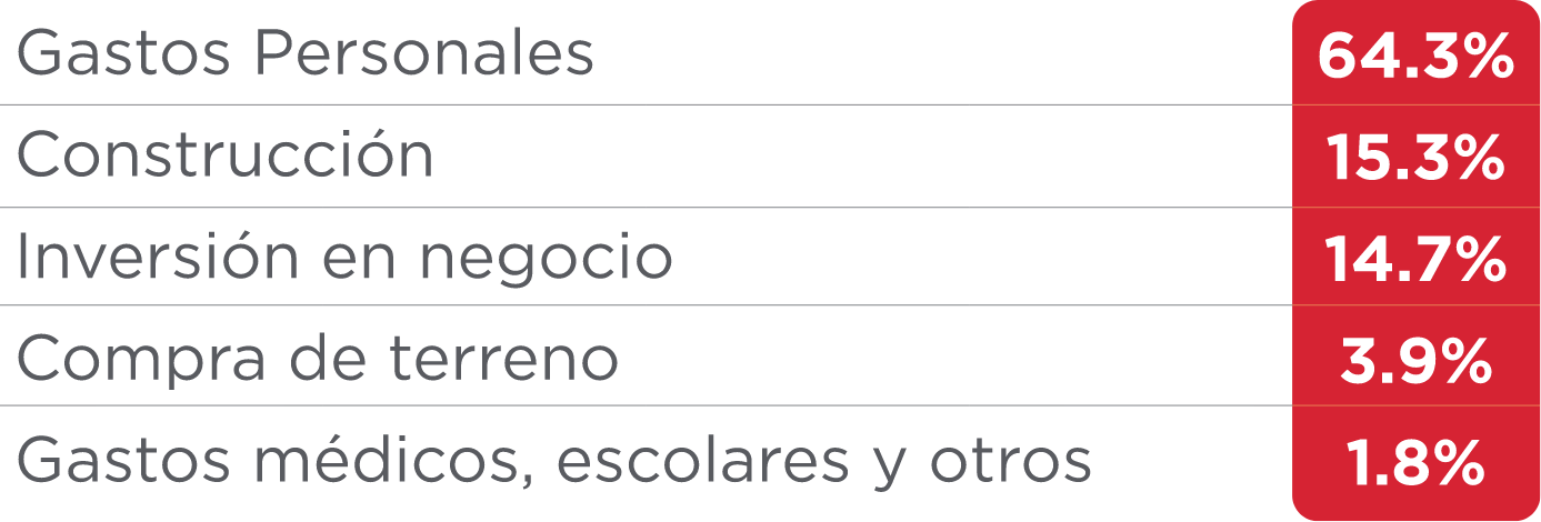 Tabla 2-Destino del Credito Remesa